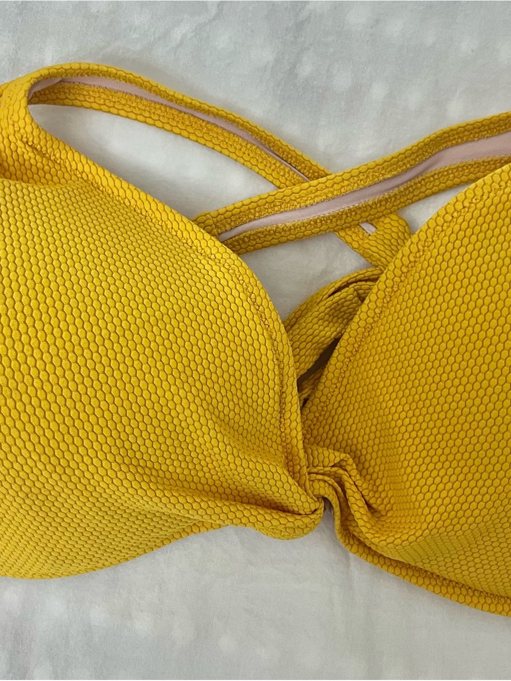Yellow Textured Push-Up Bra - Women swimwear